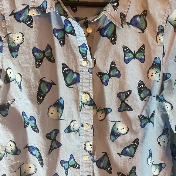 Tommy Hilfiger women's long sleeve butterfly button up shirt- size M (medium) - Picture 3 of 8